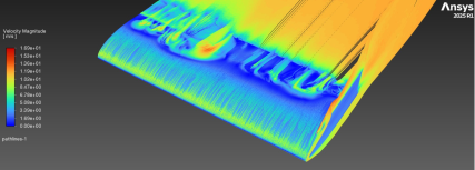 Top view of the winglet with pathlines