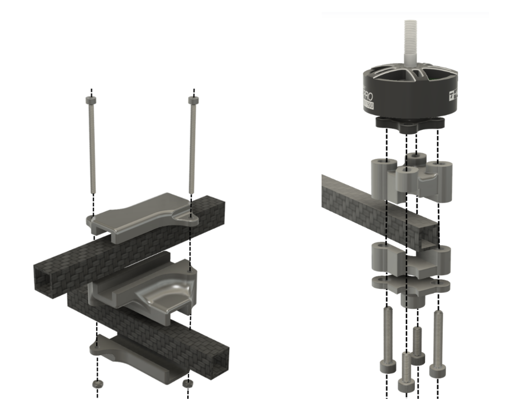 Fixation of transversal tube and hover engine